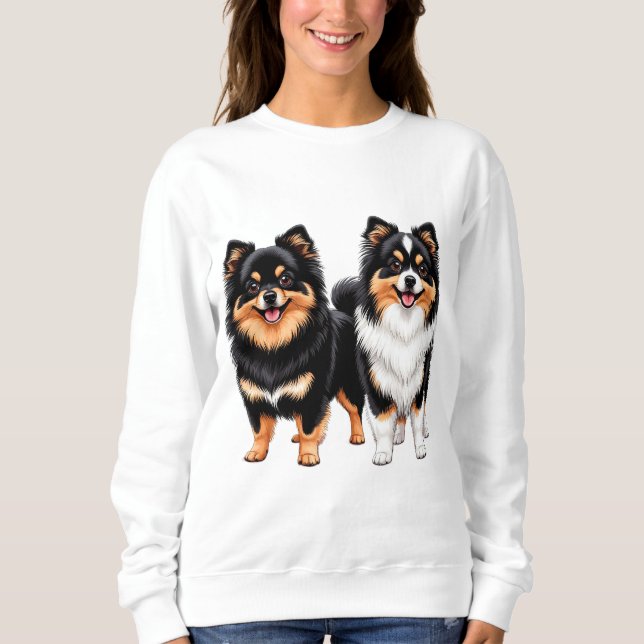 Moletom Dois Cachorros Felizes e Fofos Sentam-se Lado a La (Frente)