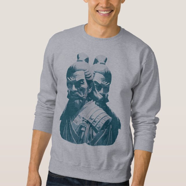 Moletom Dois Estatuetas de Samurai Japoneses Design (Frente)