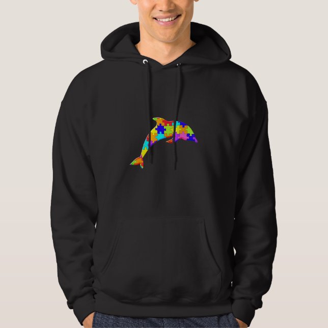 Moletom Dolphin Fish Jigsee Autism Quebra-cabeça (Frente)