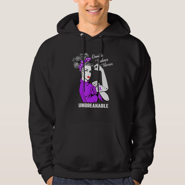 Moletom Domestic Violence Warrior Unbreakable  Awareness (Frente)