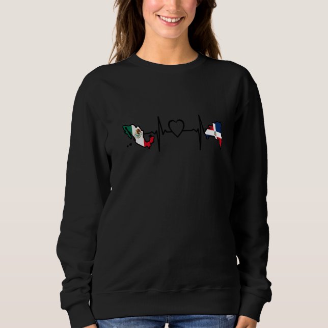 Moletom Dominican Mexican Heartbeat Mexico Flag Mixed Heri (Frente)