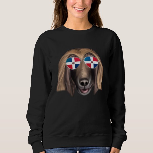 Moletom Dominican Republic Flag Afghan Hound Dog Pocket (Frente)