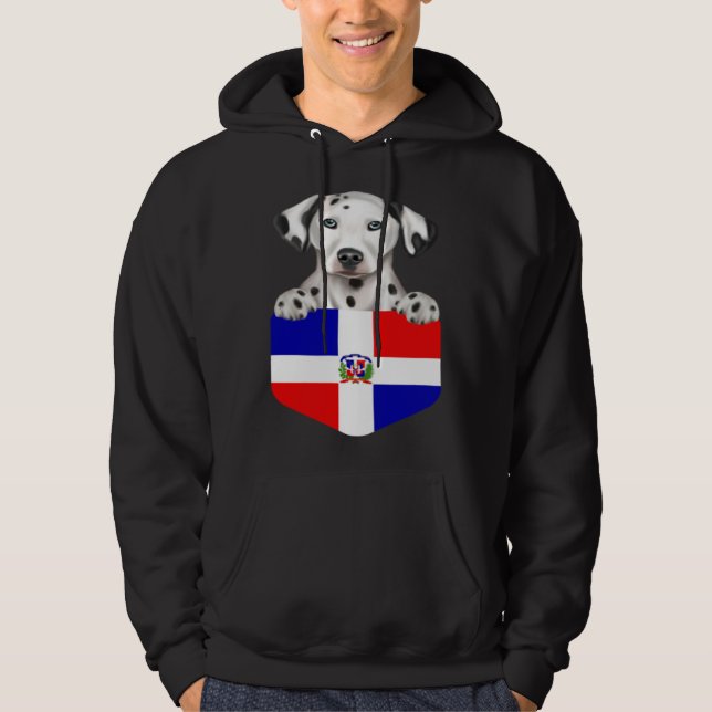 Moletom Dominican Republic Flag Dalmatian Dog In Pocket (Frente)