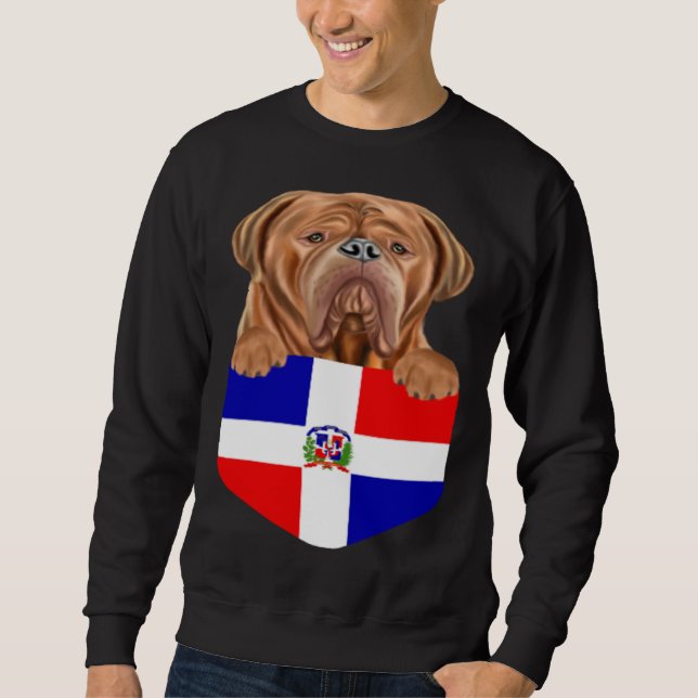 Moletom Dominican Republic Flag Dogues de Bordeaux Dog In  (Frente)