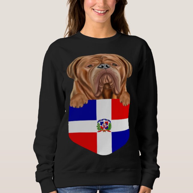Moletom Dominican Republic Flag Dogues de Bordeaux Dog In  (Frente)