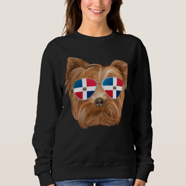 Moletom Dominican Republic Flag Yorkshire Terrier Dog Pock (Frente)