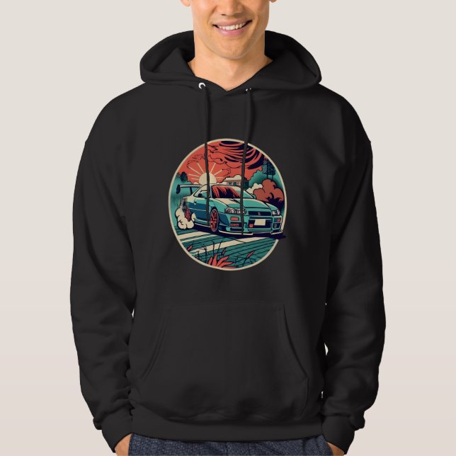 Moletom Domínio do JDM: Nissan Skyline Drifting | Hoodie (Frente)
