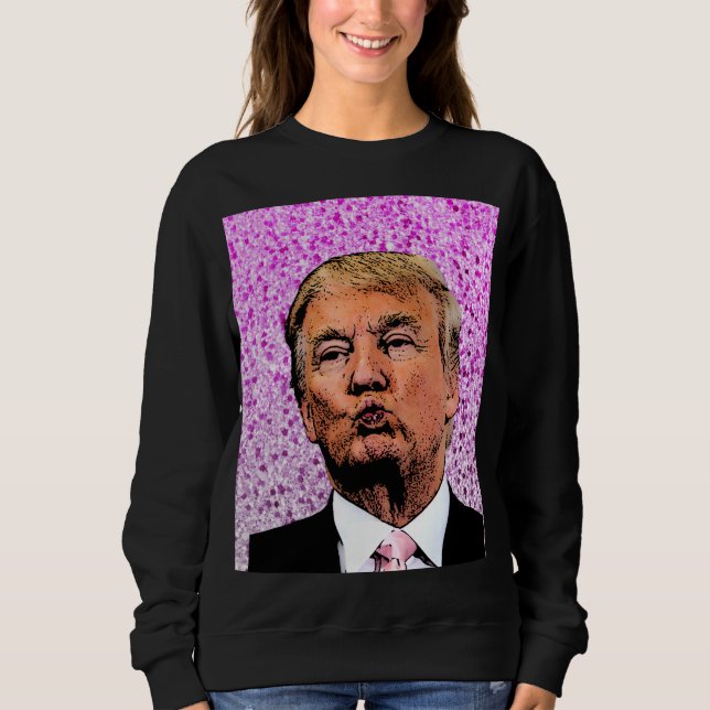 MOLETOM DONALD TRUMP GLITTER KISS WOMENS T SHIRTS (Frente)
