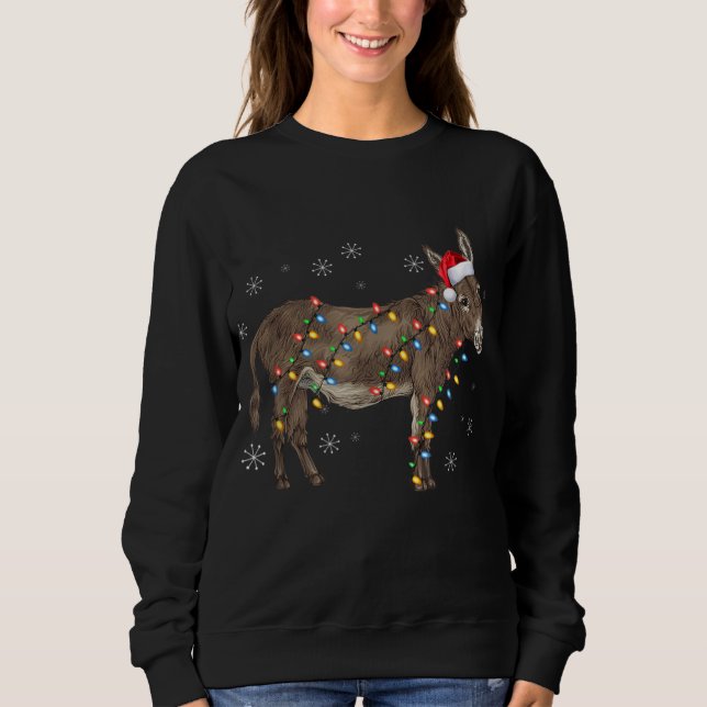 Moletom Donkey Christmas Sweater Lights Santa Xmas (Frente)
