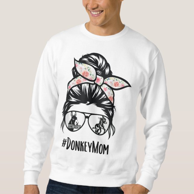 Moletom Donkey Mamãe Mensy Bun Óculos de Cabelo de Vida pa (Frente)