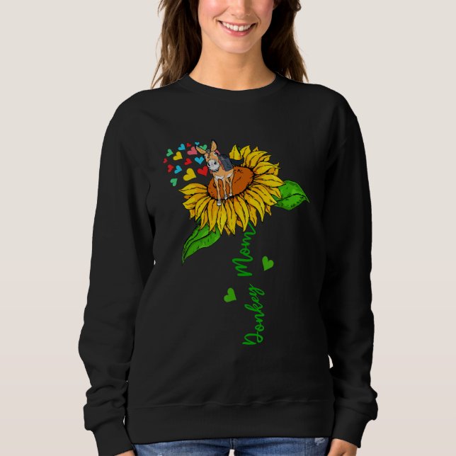Moletom Donkey Mom Cute Animals On Sunflower Farmer Mother (Frente)