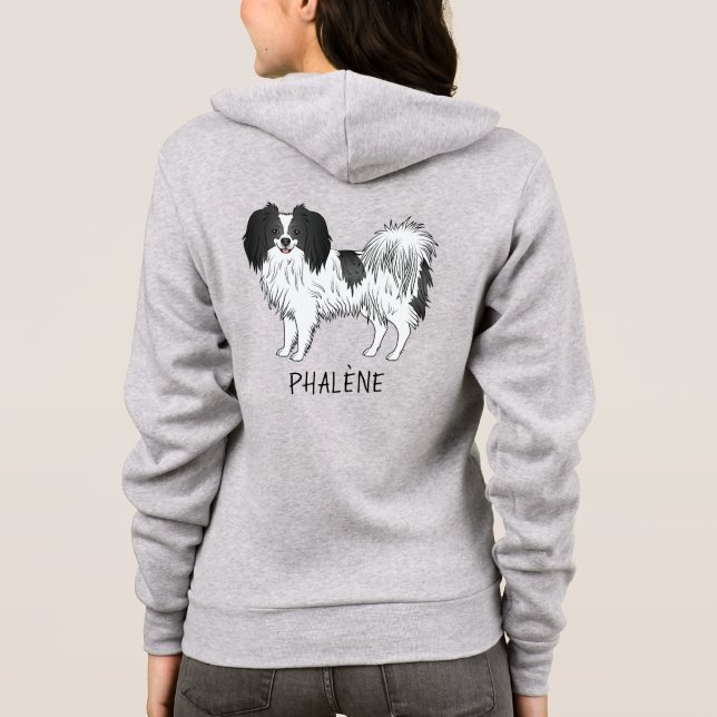 Moletom Dono ou Amante de Cão Phalène Preto e Branco (Verso)