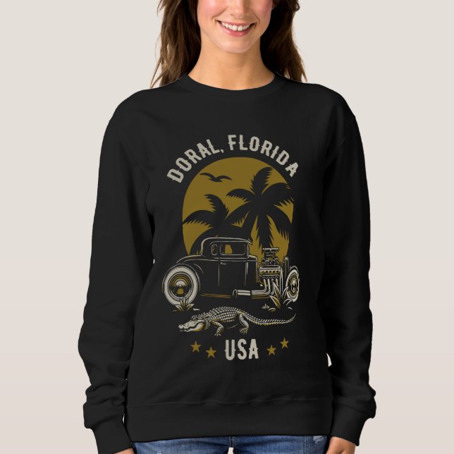 Moletom Doral Florida Sunset Hotrod Alligator Design (Frente)