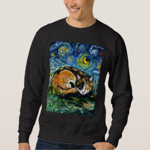Moletom Dormindo Calico Cat Starry Night Pet Art por