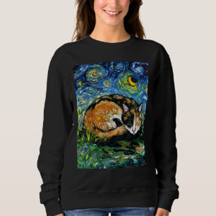 Moletom Dormindo Calico Cat Starry Night Pet Art por