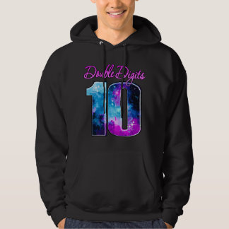 Moletom Double Digits 10 Years Old Galaxy Theme, Blue Pink
