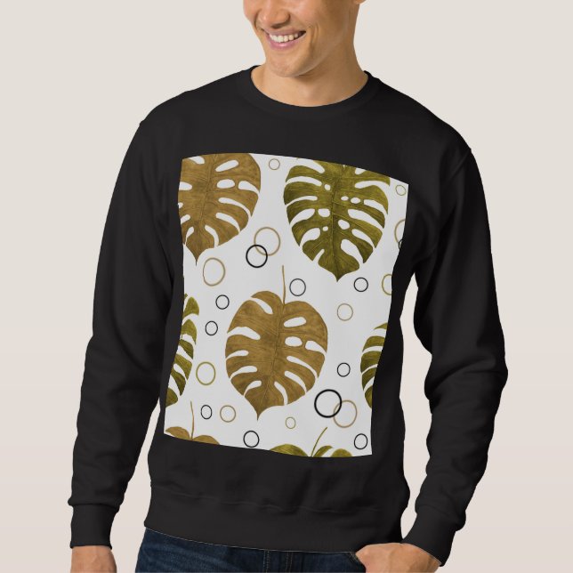 Moletom Dourado tropical: Monstera Leaf Watercolor (Frente)