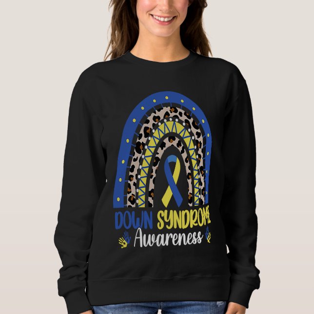 Moletom Down Syndrome Awareness Rainbow Blue Yellow Ribbon (Frente)