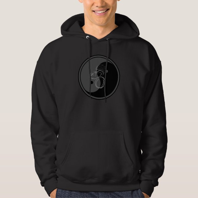 Moletom Dragão cinzento e design 1 de Yin Yang (Frente)