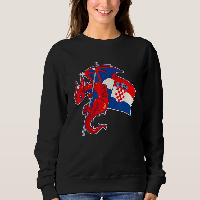 Moletom Dragão Épico Com Bandeira Da Croácia  Croata (Frente)