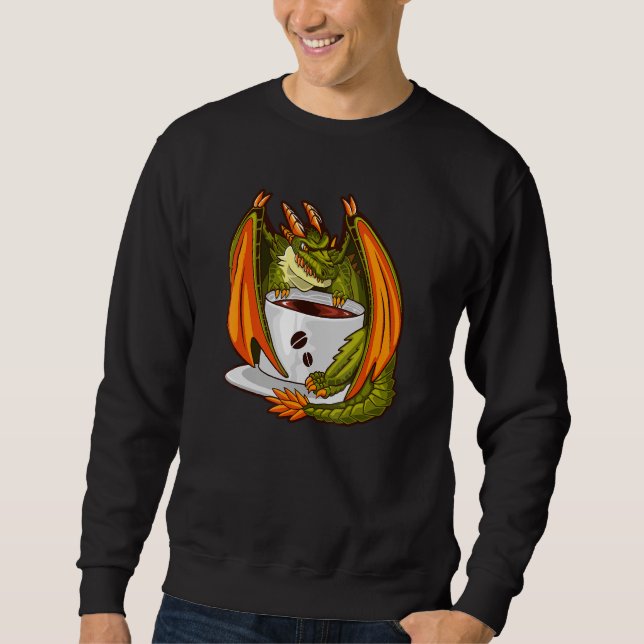 Moletom Dragão Humor Café Répteis Ideia (Frente)