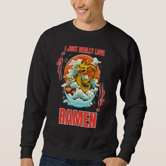 Moletom Dragon Comendo Ramen Noodle Eu Adoro Rame (Frente)