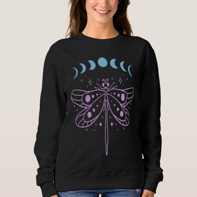 Moletom Dragonfly and Moon Phase New Age Witchy Tarot Wome (Frente)