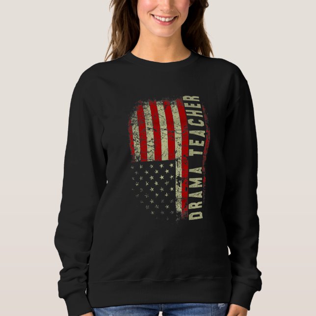 Moletom Drama Teacher Day 4th Of July US Flag Patriotic Pr (Frente)