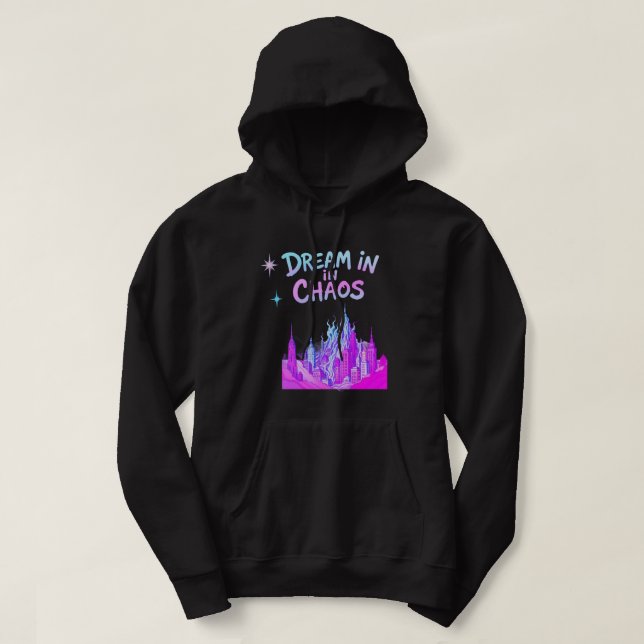 Moletom Dream in Chaos – Surreal Cityscape Hoodie (Frente do Design)