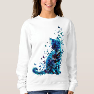 Moletom Dreamy Blue Cat - Borboleta e Arte Floral