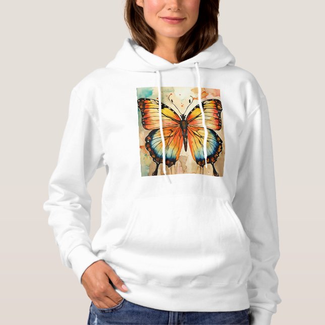 Moletom Dreamy Watercolor Butterfly T-Shirt Design (Frente)