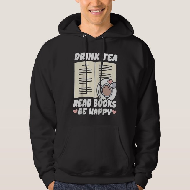 Moletom Drink Tea Read Books Be Happy Raglan Baseball (Frente)