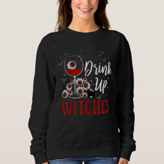 Moletom Drink Up Witches Eyeball Wine Glasses Spooky Seaso