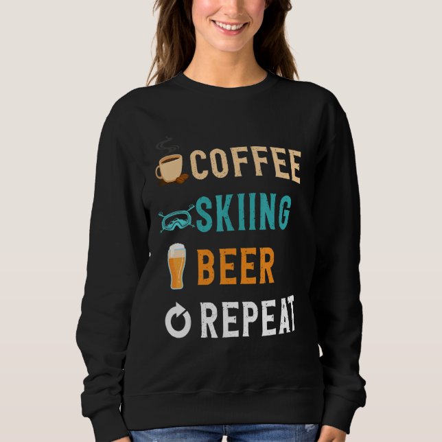 Moletom Drinks Lover Funny Coffee, Skiing, Beer Repeat Nov (Frente)