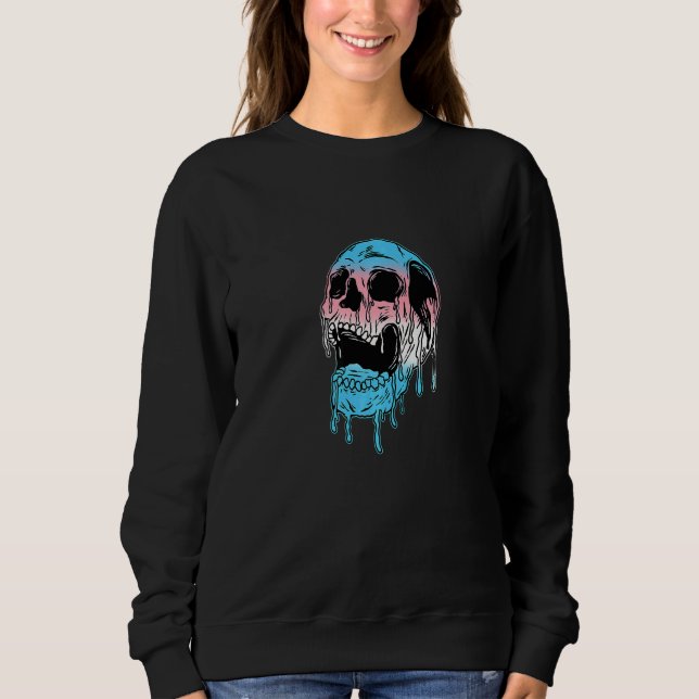 Moletom Dripping Trans Pride Skull Transgender LGBT Premiu (Frente)