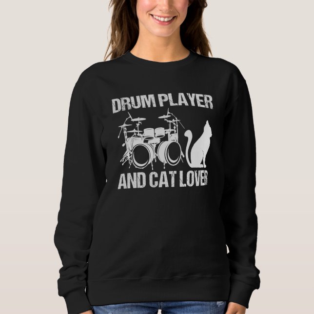 Moletom Drum Player And Cat Drumming Musician Drums Instru (Frente)