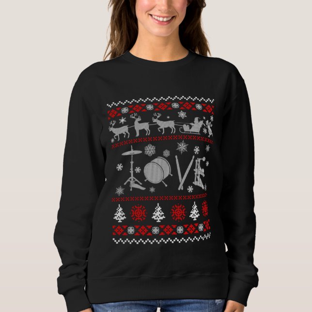 Moletom Drummer Ugly Christmas Sweater (Frente)