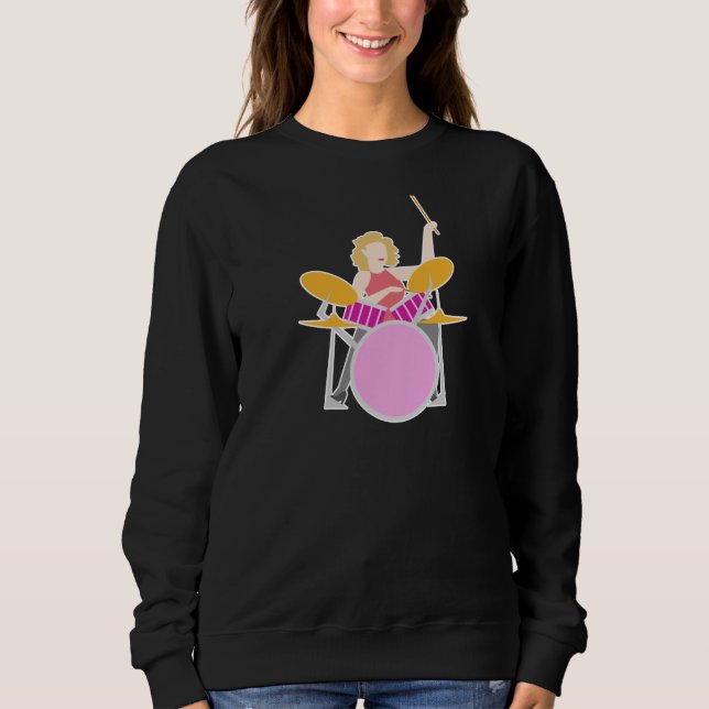 Moletom Drummer Woman Design for Band Musicians (Frente)