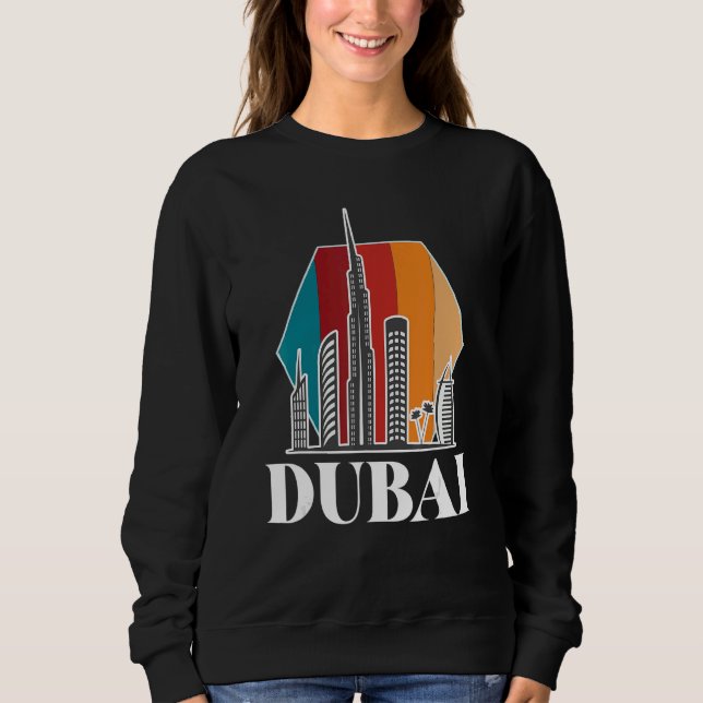 Moletom Dubai Retro Skyline Burj Khalifa Emira Árabe Unida (Frente)