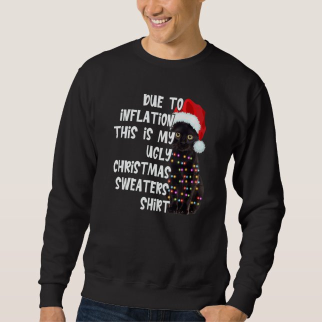 Moletom Due to Inflation Ugly Christmas Sweaters Black Cat (Frente)
