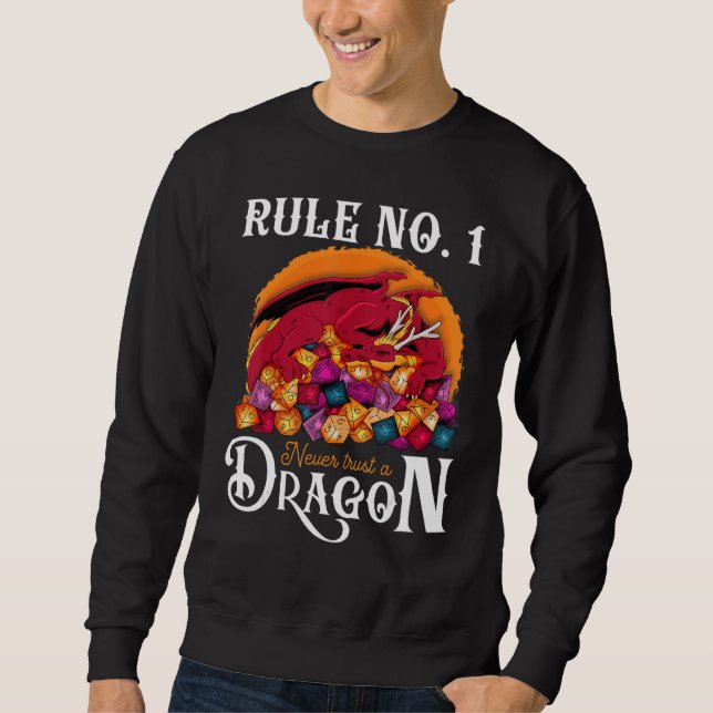 Moletom Dungeon Dice Shirt Never Trust A Dragon RPG Gamers (Frente)