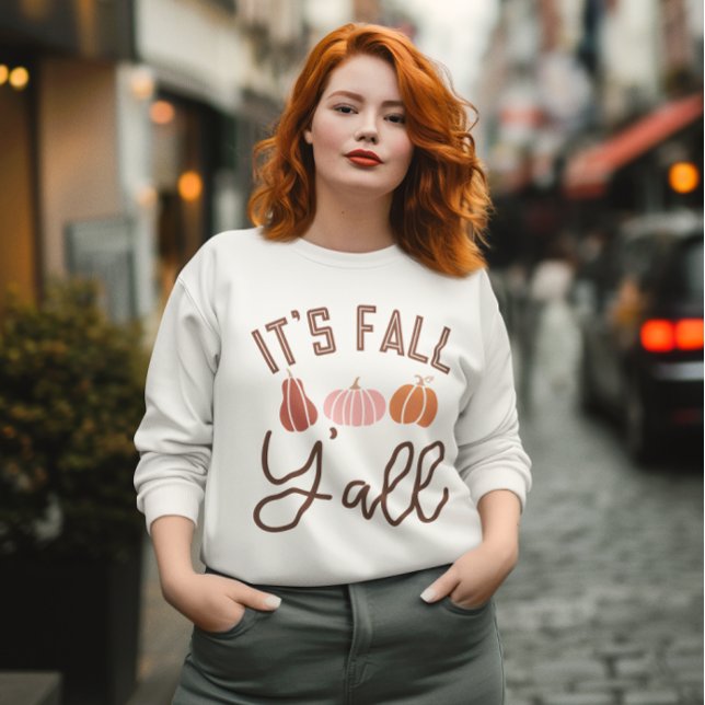 Moletom É a camisola de outono, Dia das Bruxas - Grata (It's Fall Y'all Sweatshirt, Cozy Vibes, Autumn Vibes, Fall Lover Gift, Stylish Fall Shirt)