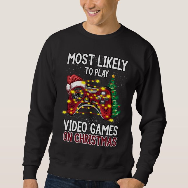 Moletom É Mais Provável Jogar Videos games No Natal (Frente)