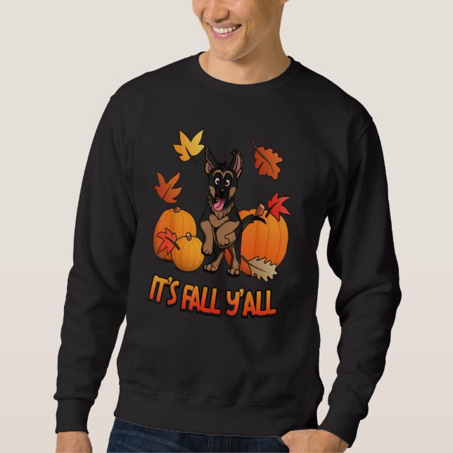 Moletom É o Fall Y'all German shepherd Puppy Pumpkin Edit (Frente)