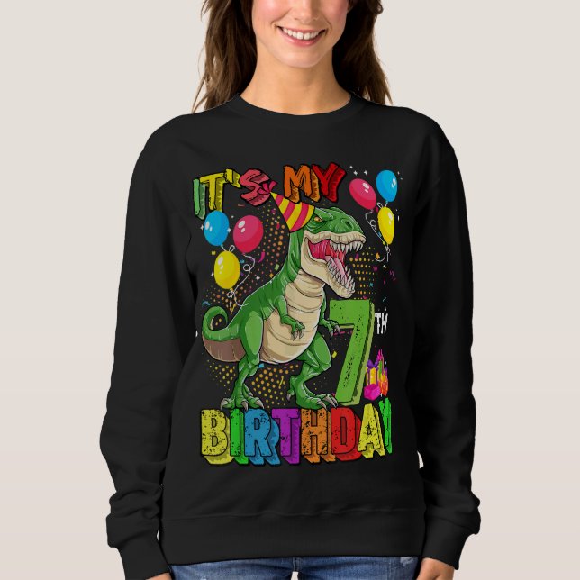 Moletom É O Meu 7 Aniversário Rex Dinossauro Rex Aniversár (Frente)