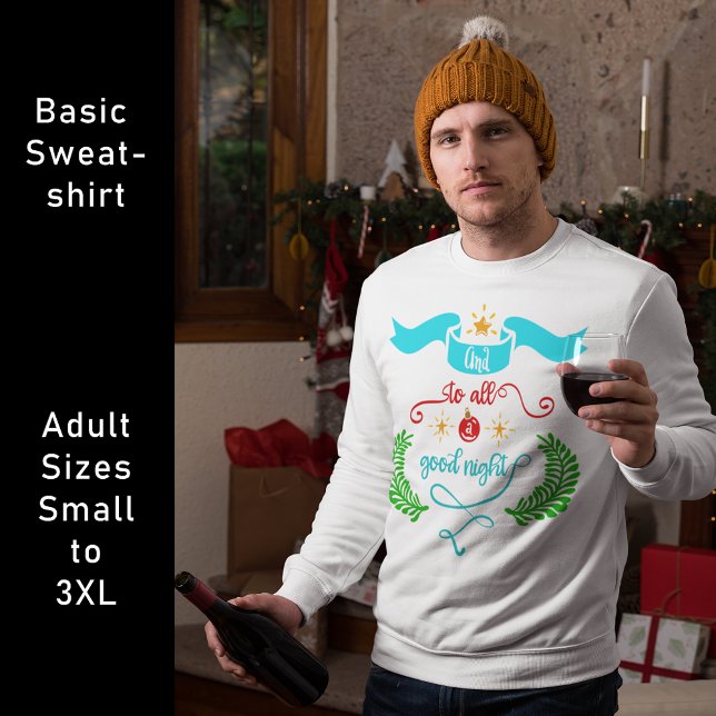 Moletom E Para Um Bom Natal, Tipografia, ZSG (And To All A Good Night Christmas, Typography Sweatshirt)