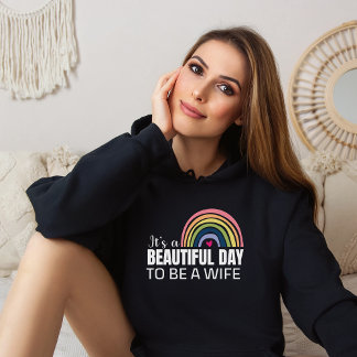 Moletom É um belo dia Esposa Rainbow Black Hoodie