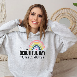 Moletom É uma enfermeira de belo dia Rainbow Hoodie