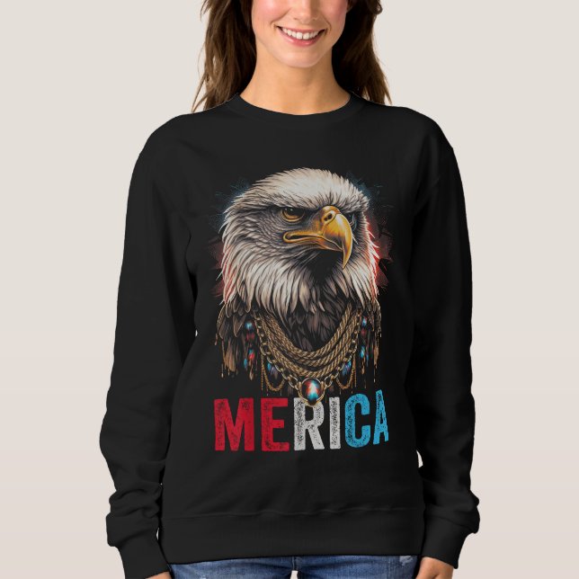 Moletom Eagle  4th of July American Flag USA Patriotic Ame (Frente)