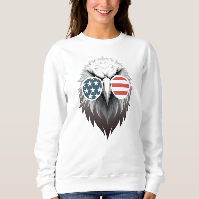 Moletom Eagle Art com óculos de sol da bandeira americana (Frente)